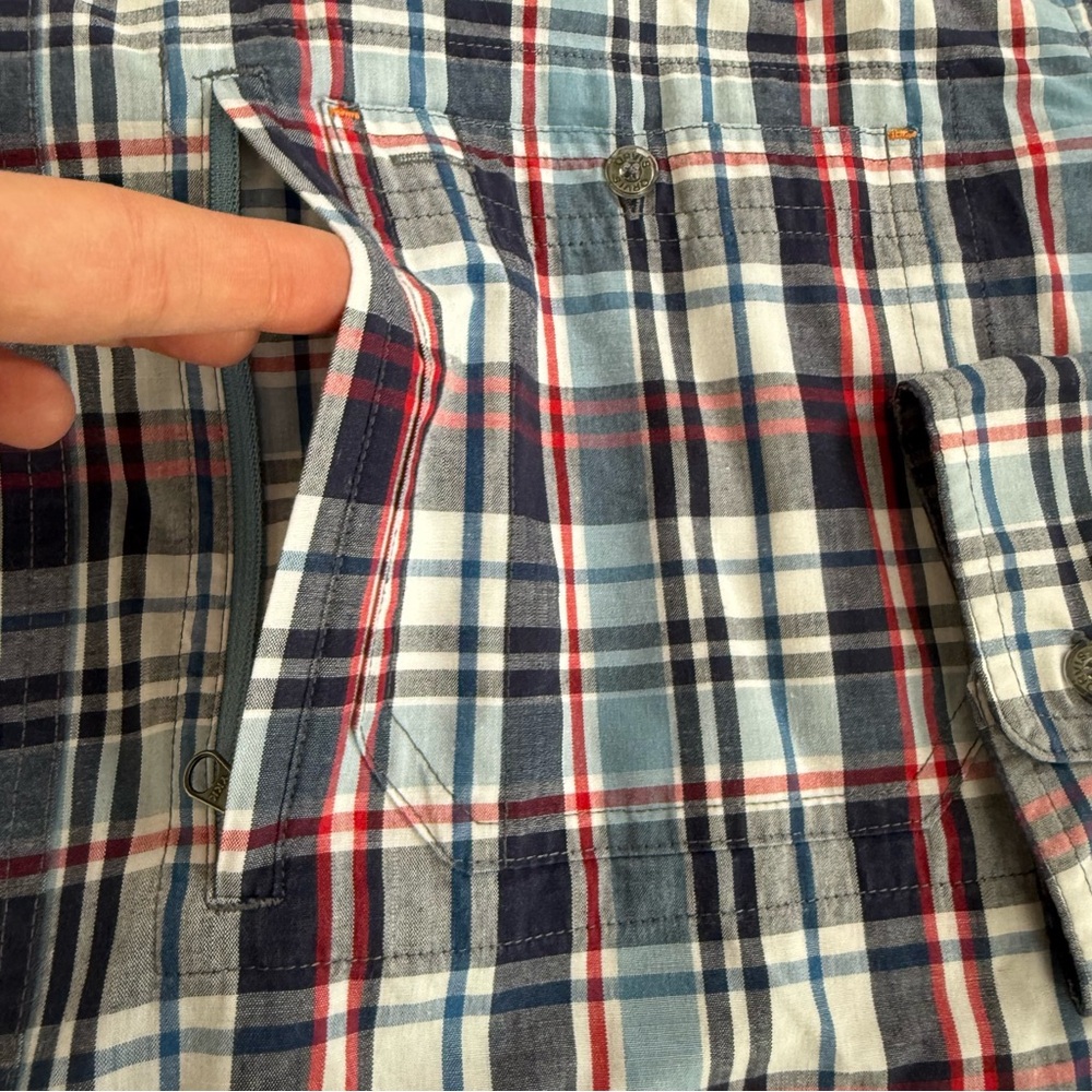 Orvis Button Up Shirt Men XXL Check Plaid Blue Red White Pocket - Picture 3 of 9